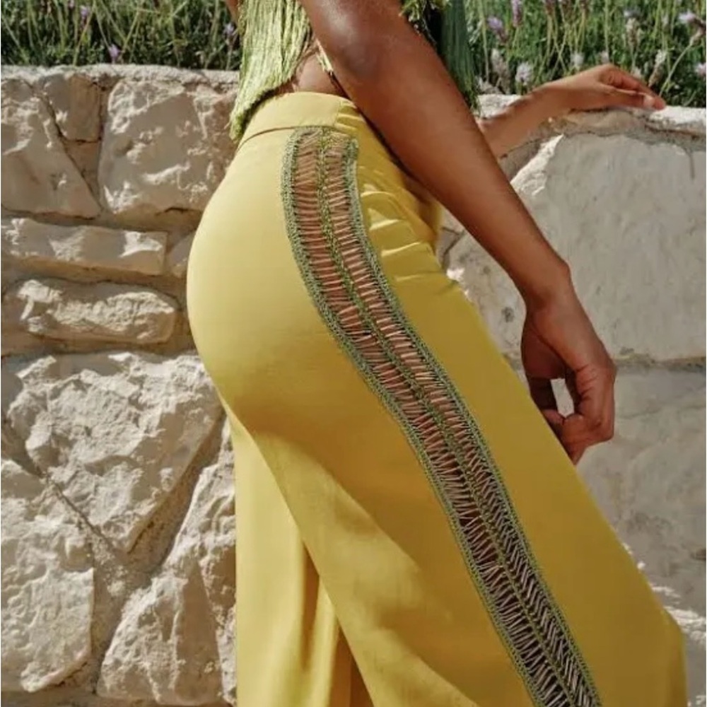 My Beachy Side Begonia Wide Leg pants- Chic Green Wide-Leg High-Waisted Pants